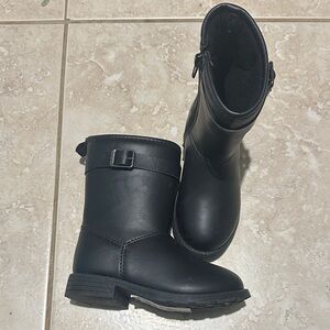 Carters Black Leather Buckle Boots